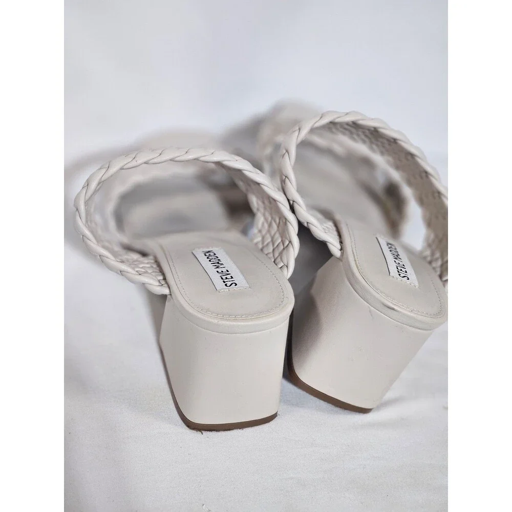 STEVE MADDEN Sandals Heel Daphnee Braided Block Size 10M Bone color - Picture 3 of 5